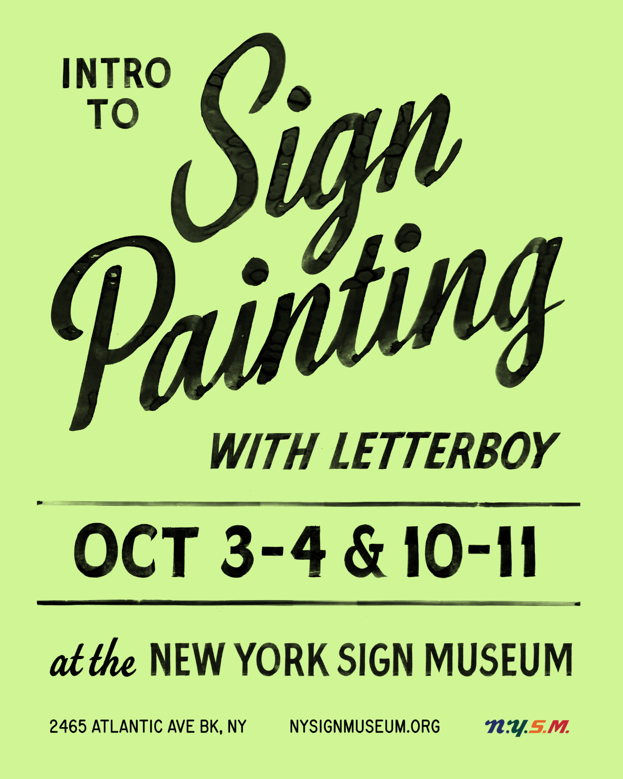 Introduction to Sign Painting Workshop with Letterboy - Oct 3-4